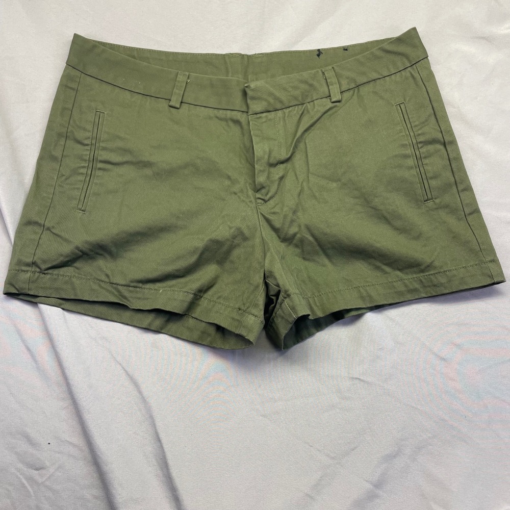 Stylus Womens Olive Green Chino Shorts Mid Rise Utility Twill Pockets